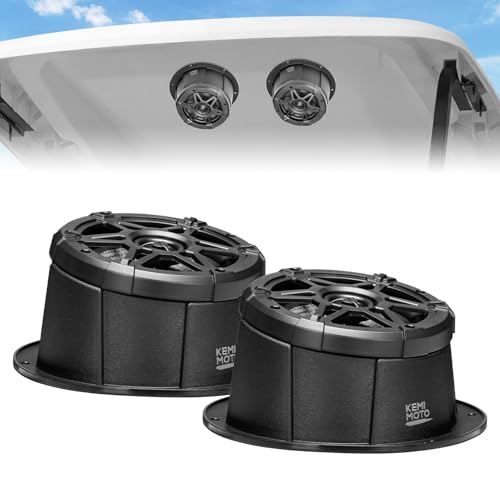 KEMIMOTO 6.5 inch Speaker with Enclosure Pods Universal Speaker Compatibility IPX5 Water-Resistant Coaxial Speaker Box Universal Fit for UTVs RVs Cars Boats Trunks Golf Carts