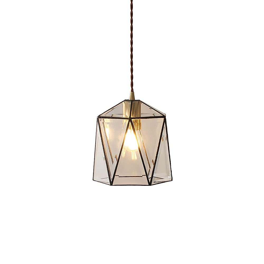 Lámpara colgante de cristal transparente industrial, mini araña decorativa para techo de salón