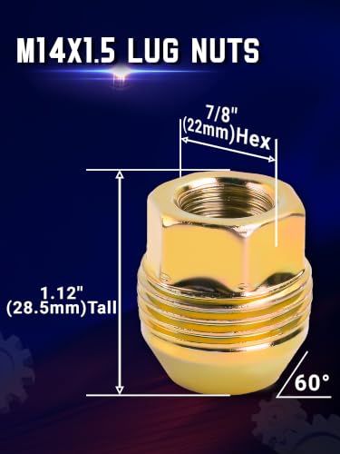 Image of Set of 24 M14x1.5 Wheel Lug Nuts 14mmx1.5 Studs with 5 /6 Lug | for Sliverado Sierra 1500 Yukon Avalanche Suburban Express 1500 C1500 K1500 Escalade Traverse Yukon Wheel OEM Factory