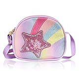 Kinder Umhängetasche Kleine Handtasche Mädchen Kinderhandtaschen Mädchen Schultertaschen Tasche Glitzer Süße Crossbody Tasche Umhängetasche mit Verstellbare Schultergurt für Kinder 3 10 Jahre (Lila)