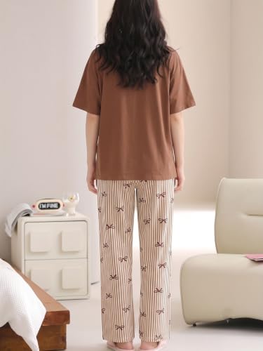 Image of Louis Luxe Cotton Blend Womens Korean Night Dress|| Full Pyjama Set || Korean Nightsuit ||Women Nightwear ||Round Neck Full Sleeve Nightsuit || Loungewear || Everyday Nightdress (ND-11)