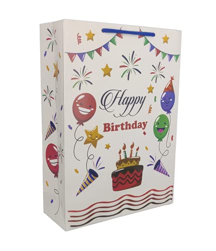 Image of TASCHE Star Birthday and Cake Assorted Design Printed Paper Carry Bags | Gift Bags for Return Gifts, Presents (11 * 8 * 3 Inches) (Pack of 80)
