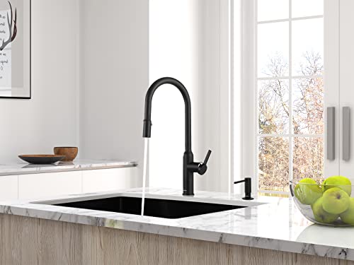 Aguastella A81Mb Matte Black Pull Down Kitchen Faucet And Asf026Mb Matte Black Built In Soap Dispenser Combination #TOP2