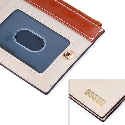 Image of ANDOILT Wallets for Women Genuine Leather Wallet RFID Blocking Bifold Multi Card Case Purse with Zipper Pocket Handbag