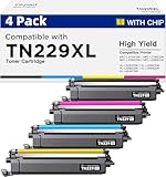 TN229XL Toner Cartridges Replacement Compatible for Brother TN 229XL TN-229XL TN-229 Work with MFC-L3720CDW MFC-L3765CDW MFC-L3780CDW MFC-L8395CDW Printers (4Pack, B/C/M/Y)