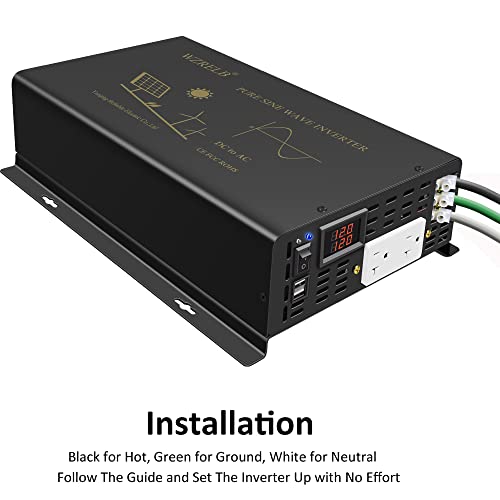 Reliable Pure Sine Wave Power Inverter 3000Watt Dc 12Volt To Ac 120Volt With Dual Ac Outlets And 2× 2.4A Usb Port & Hardwire Terminal For Rv Trucks Boats And Solar System #TOP4