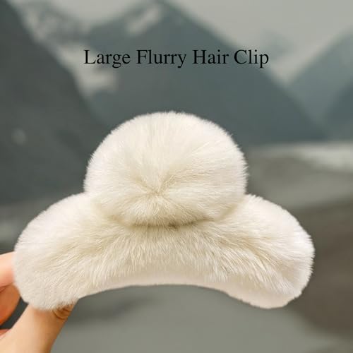 Pinzas para el cabello blancas y mullidas, estilo peluche, grandes, para cabello grueso o rizado, accesorios estéticos femeninos para Navidad, Halloween y Año Nuevo miniatura 5