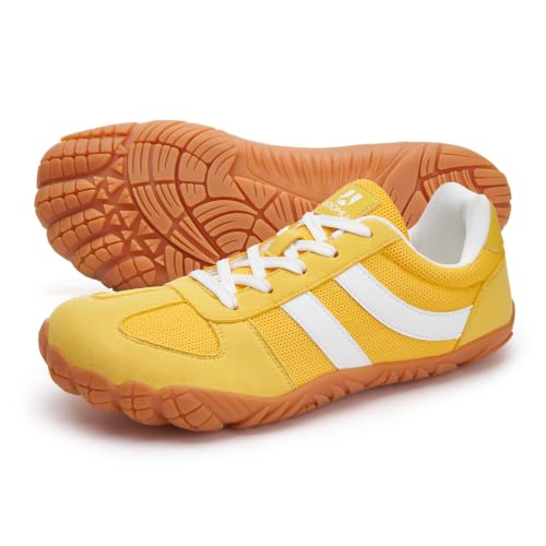 UOOMU Barefoot Shoes Women Men Wide Toe Box Sneakers Orange, 7-7.5W/5.5-6M