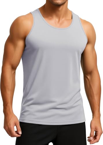 [KEFITEVD] メンズ ノースリーブ tシャツ スポーツ 速乾 筋トレ タンクトップ 下着 無地 ドライtシャツ 吸汗 トレーニングウェア 涼しい 野球 アンダーウェア ライトグレー Sの商品画像（Amazon）