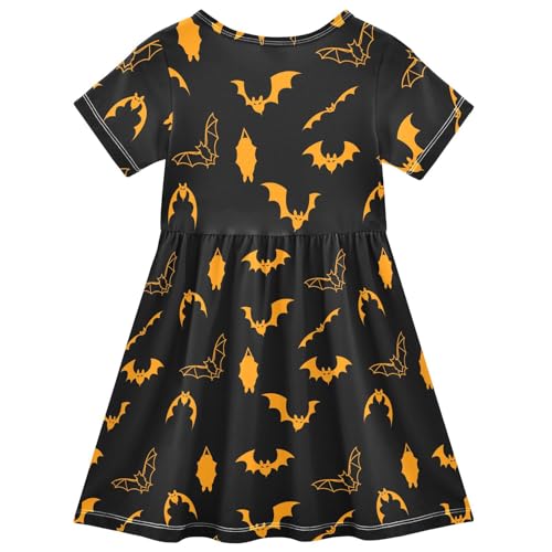 Toddler Girls Halloween Bats Dress Short Sleeve A-Line Casual Clothes for Home Party Beach Sundress 2-8T2