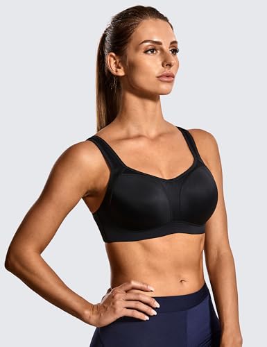 Image of SYROKAN Women's Ladder Adjustable Straps Sports Bras | High Impact, Lightly Pads, Underwire, Large Bust, Full Coverage, Workout Bra