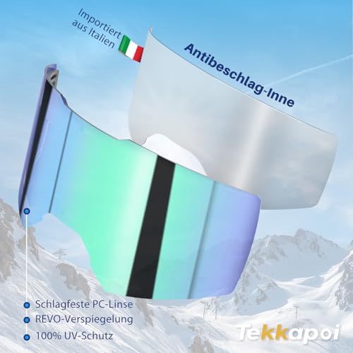 Lunettes de ski magnétiques pour adulte et snowboard OTG Noir Vert - 6