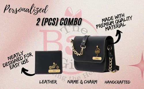 Image of Personalized Couple Gift Set - Custom Name Leather Wallet for Men & Handbag for Women | Premium Matching Gift for Husband Wife, Boyfriend Girlfriend | Birthday Anniversary Valentine Gift