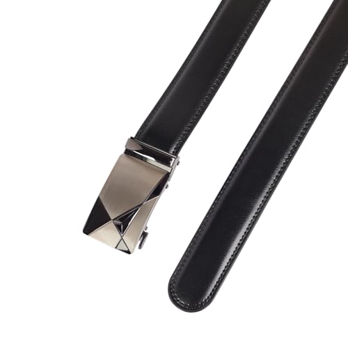Image of Aurolran Men&Womens Leather Dress Belt Business Automatic Buckle Belt Color-Black Silver Gold