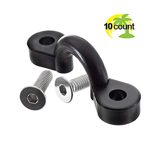 West Coast Paracord 10 Pack - Nylon Bungee Deck Loops Tie Down Pad Eye for Boat Kayak Deck Rigging with 20 Screws