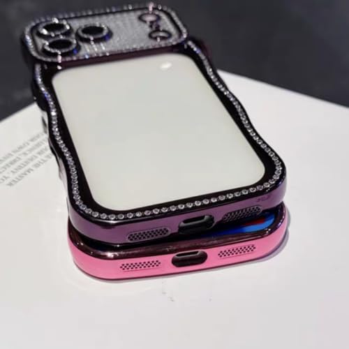 Coque iPhone 13 Pro transparente à bords ondulés et strass argentés - 3