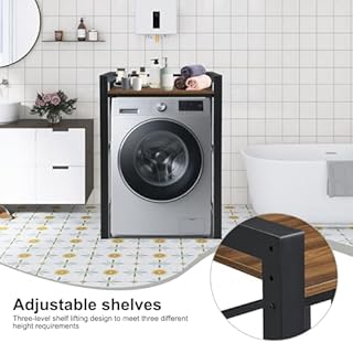 3 Hauteurs Support Réglable pour Machine à Laver, Support Machine a Laver Seche Linge, Etagere Machine a Laver, Kit de Superposition Lave linge Seche Linge, Capacité de Charge de 350kg. (Noir)