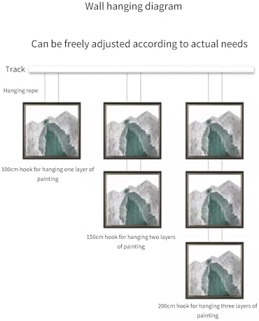 Adjustable Picture Hanging Click Rail Kit, Damage-Free Wire Hooks for Art Gallery & Home Display, 150cm/59in Chain for Easy Installation and Versatile Use