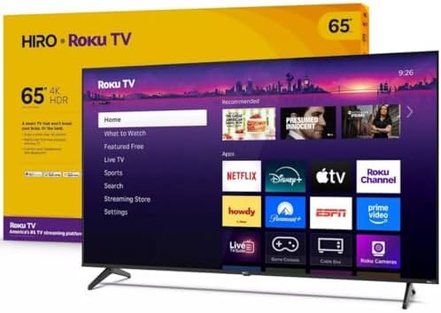 Roku Hiro 65" 4K HDR Smart TV Flat Screen LED Television TV and D...