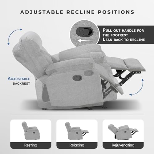 Sillón reclinable chenille gris suave y cómodo miniatura 4