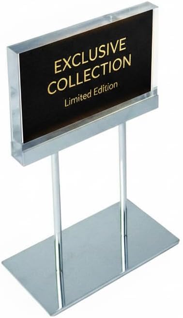 Azar Displays 104560 Elite Series Medium Acrylic Block Sign Holder, 8.5"" x 5.5" Graphic Size Pack of 1