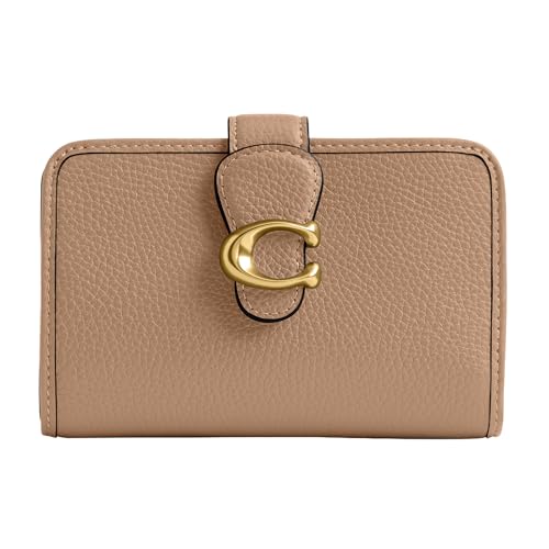 Coach Women's Polished Pebble Leather Tabby Medium Wallet, Taupe, One Size