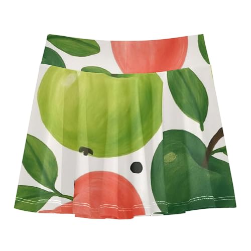 Girls Skorts Athletic Shorts Toddler Tennis Skirts Children School Green Pink Apples 3t2