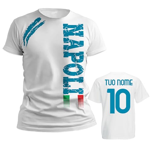 Vestipassioni T-Shirt Neapel Fußballfans Ultras Fußball Sport von S bis 3XL und 4 Farben erhältlich, Weiß, XL