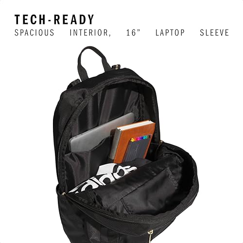 Image of adidas Excel 6 Backpack, Black /Gold Metallic /7.5, OSFA, Excel 6 School Backpack - Bookbag for Laptop Work Travel, 34l