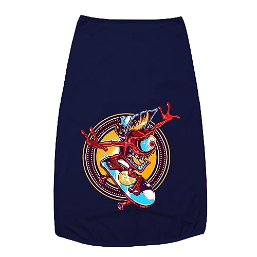 Image of Dog T-Shirt Cali Skater Printed Round Neck Sleeveless Tank /Tee Comfort, Breathable, Lightweight Dog Clothes /Apparel for Small /Medium and Big Dogs Breeds.(Navy /S)