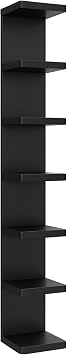 LitaEther Versatile 7 Tier Wall Shelf Unit,Black Lack Wall Shelf,Display Floating Shelf with Round Edge