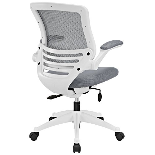 Modway Edge Mesh Office Chair With White Base And Flip-Up Arms In Gray - Perfect For Computer Desks #TOP5