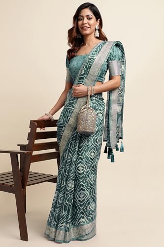 Image of MIRCHI FASHION Women Saree Cotton Blend Kalamkari Printed | Comfortable Office and Regular Daily Use Sari with Unstitched Blouse Piece