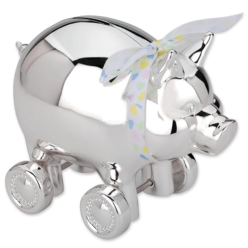 Image of Reed & Barton Piggy with Wheels Silverplate Bank, 1.75 LB, Metallic