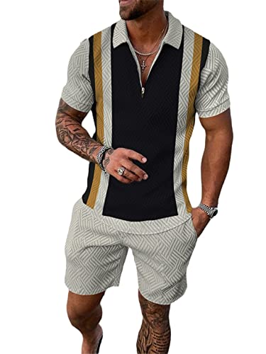Polo et short homme imprimé 3D relief - Ensemble d'été léger Kz-p2019