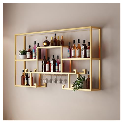 Support à verres à vin suspendu réglable style rustique et métal noir