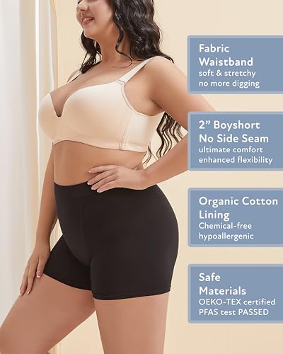 Goat Union 2" Period Underwear Boxer Briefs Boy-shorts, Organic Cotton Lining, Hi-Waisted & Heavy Flow2