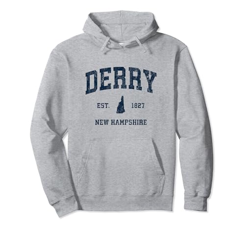 Derry New Hampshire NH Vintage Athletic Navy - Diseño deportivo Sudadera con Capucha