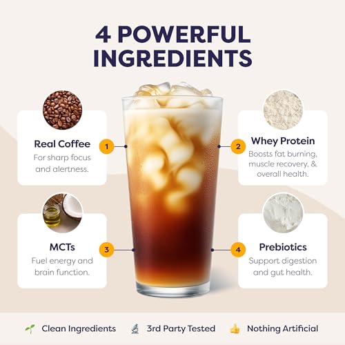 Image of Javvy Protein Iced Coffee - Premium Whey Protein & Iced Coffees, 100% Natural Cold Brew, Zero Artificial Flavors & Sweeteners, 80mg Caffeine, No Added Sugar, 20 Servings, White Choc Mocha Discontinued