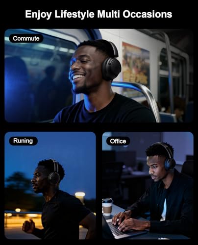 Hybrid Active Noise Cancelling Headphones, Over-Ear Bluetooth Headphone with Hi-Res Audio, 90H Playtime, Deep Bass, Transparency Mode, Foldable Comfort Cups, Graduation Gifts for Travel Office - Black β image 9