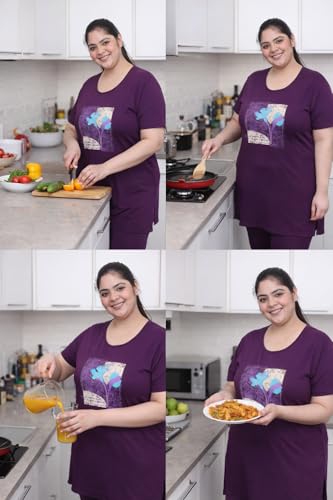 Image of RYSH Women's Printed Cotton Plus Size Longline T-Shirt with Pockets | Cotton fabric - soft longline T-shirt with easy plus-size fit