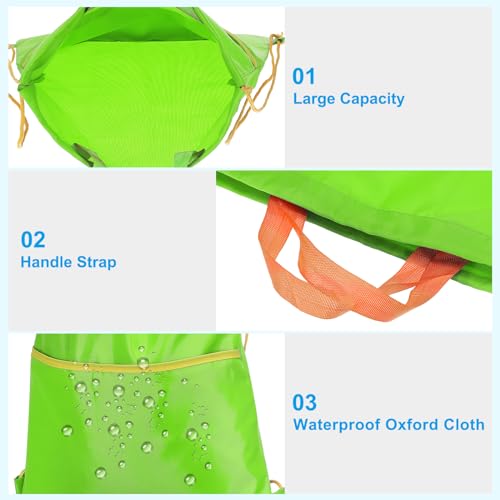 Drawstring Backpack Bag, Drawstring Gym Bag String Backpack with W Zipper Side Pocket for Women Men, Green3