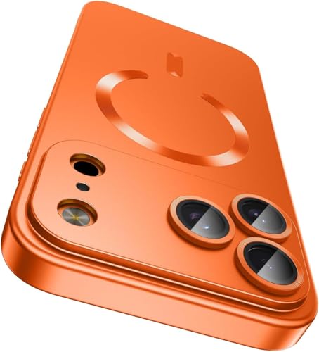 Image of DIZORO Magnetic Case for (iPhone 17 Pro Max) Case [Compatible with MagSafe][Built-in Camera Lens Protector] Slim Bumper Shockproof Metallic Luster Back Cover Phone Case - Cosmic Orange