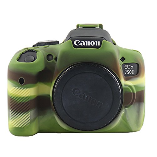 750D Silicone Case, TUYUNG Camera Housing Case Protective Cover, Compatible with Canon EOS 750D Rebel T6i Camera, Army Green