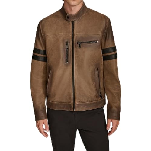 Veste de motard vintage homme cuir marron au caractère authentique et indomptable