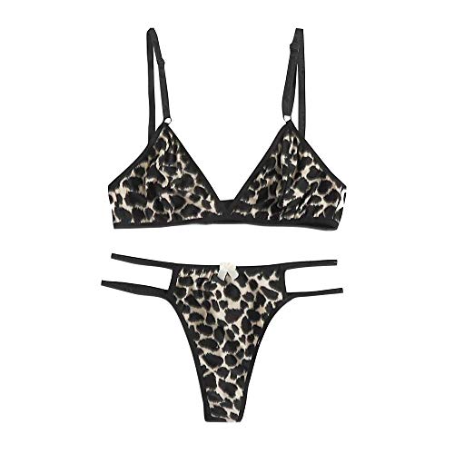 Déguisements adultes ensemble sous-vêtements sexy femmes dentelle soutien-gorge léopard S-2XL