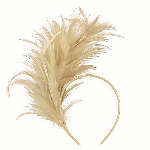 BABEYOND Fascinator Hats for Women Feather Headband Kentucky Headpiece Gatsby Derby Hat for Cocktail Wedding Tea Party Champagne Gold