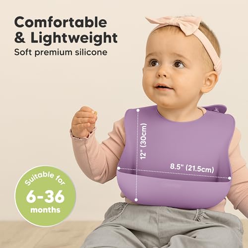 Image of KeaBabies 2-Pack Silicone Bibs for Babies, Toddlers Girl, Boy (Amethyst)
