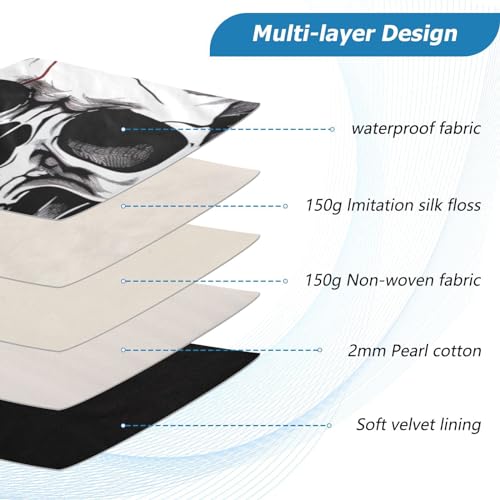 Funda para portátil 13-14 pulgadas impermeable con diseño de calavera y flores miniatura 4