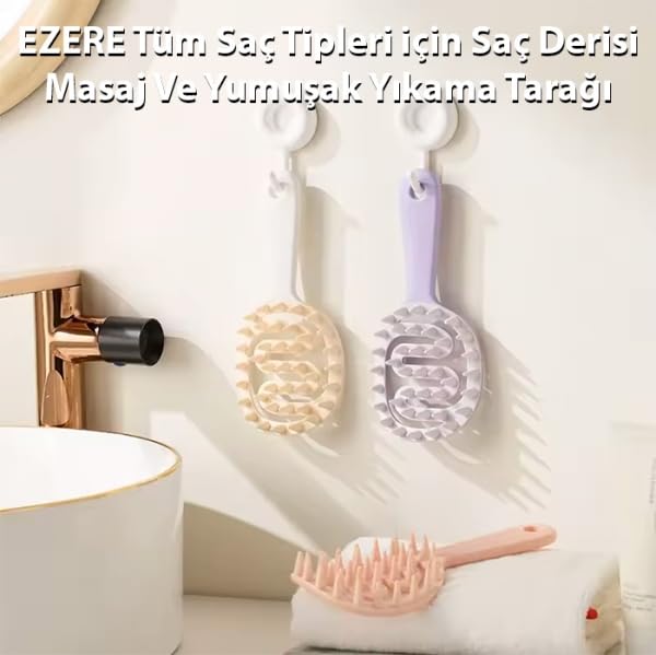 EZERE Tüm Saç Tipleri için Saç Derisi Masaj Ve Yumuşak Yıkama Tarağı